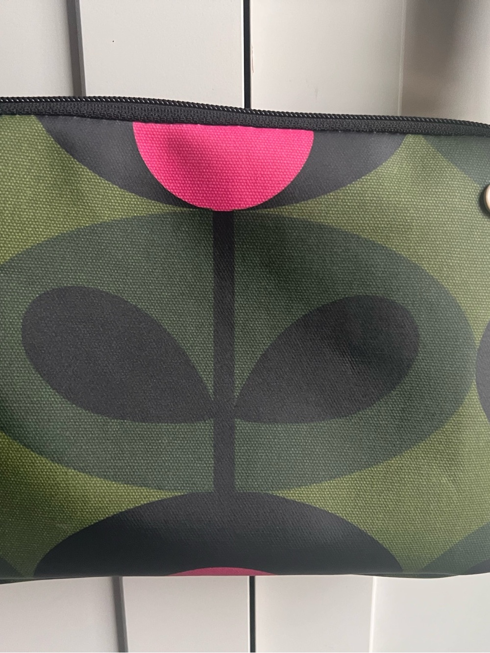 Orla Kiely Olive Green and Hot Pink Stem Cross Body Bag